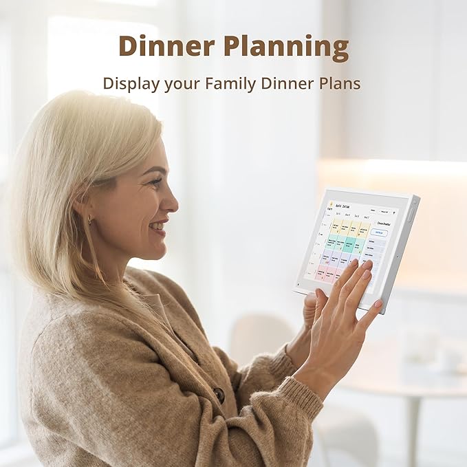 Dragon Touch 10.1 inch Digital Calendar Chore Chart – Interactive Touchscreen, Smart Family Planner, Hearth Display Desk Digital Calendar Seamless Scheduling white
