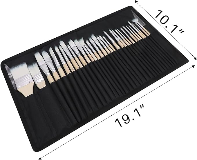 Artecho 32 PCS Paint Brushes for Acrylic Painting, Acrylic Paint Brushes for Oil, Watercolor, Acrylic, Gouache and Canvas Painting
