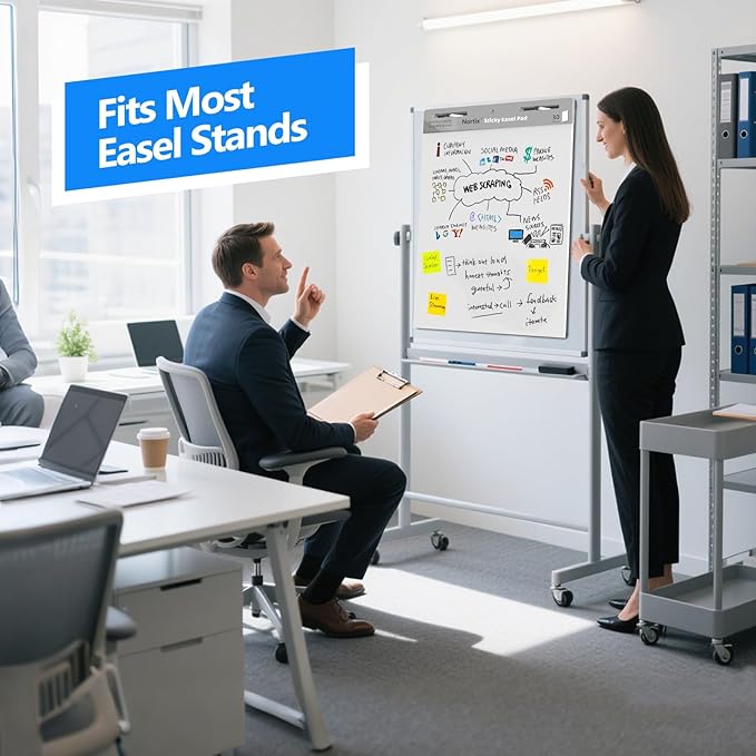 Nortix Sticky Easel Pads, Anchor Chart Paper, Chart Paper for Teachers, Super Adhesive & Bleed-Resistant, 20 x 23 inch, 30 Sheets/Pad, 6 Pads