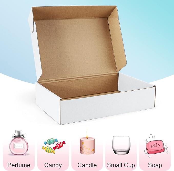 Shipping Boxes 9x6x2 inches White Small Mailing Boxes 25 Pack Cardboard Corrugated Box Mailers