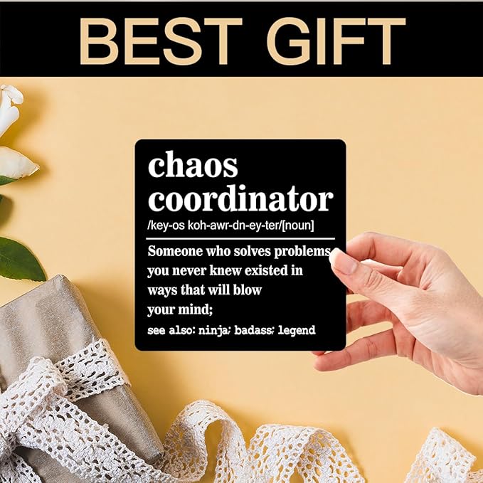 Wooden Table Sign Gift Chaos Coordinator Definition Desk Decor Wood Plaque With Stand Unique Gift Ideas for Boss Women Best Mom Coworker Teacher Office-A13