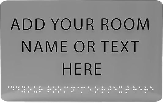 9" X6" Personalized Custom Sign - ADA Compliant Tactile Graphics Grade 2 Braille Text Acrylic Wall Signs - Add Your Room Name Text Sign for Home School Office Business Workplace