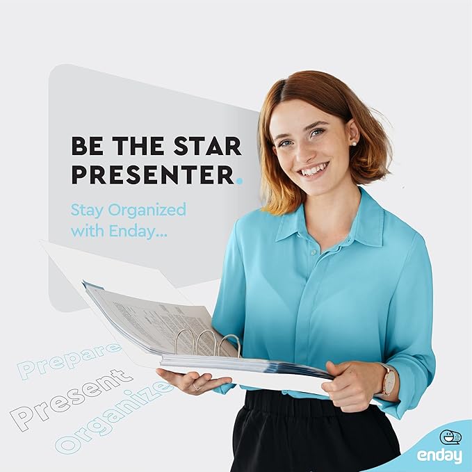 2 Inch 3 Ring Binder 2” White, Slant D-Ring 2 in Binder Clear View Cover with 2 Inside Pockets, Heavy Duty Colored School Supplies Office and Home Binders – by Enday