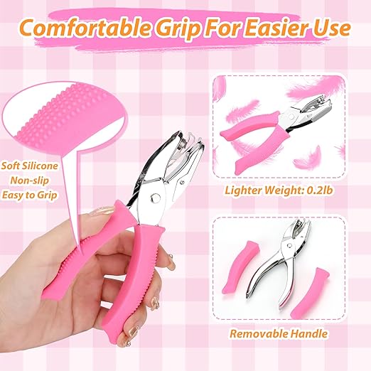 6-Pack Craft Hole Punchers Set - 1/4 Inch Hole Punch for Paper, Binder & Scrapbooking | Circle, Heart, Star, Triangle Shapes | Soft-Grip Handles, Auto Paper Chip Collector, Lightweight