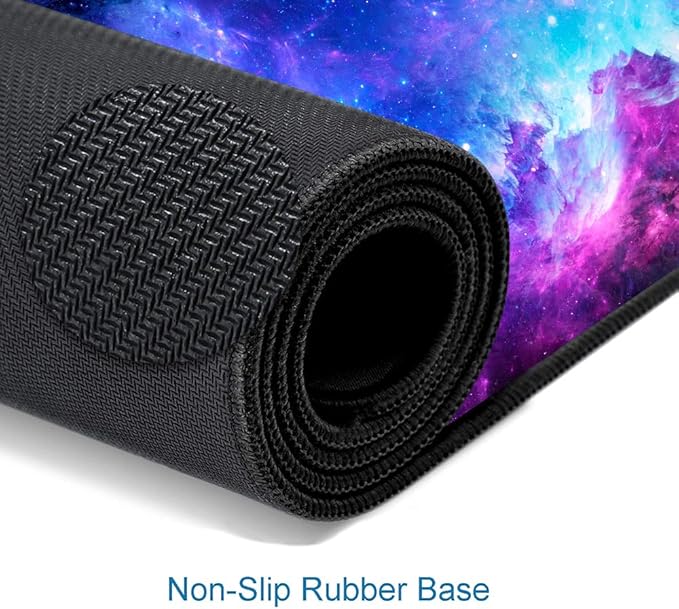 Gaming Large Mouse Pad with Stitched Edges, Purple Galaxy Desk Mat, Extended Keyboard Pad, Non-Slip Rubber Base Desk Pad for Keyboard and Mouse, 31.5X11.8 inch
