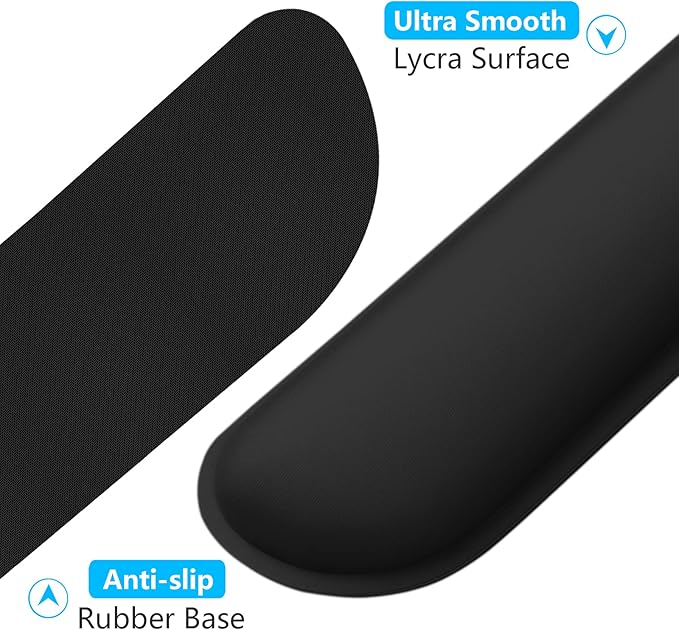 Dapesuom Enlarge Keyboard Wrist Rest, Memory Foam Wrist Cushion for Desk Mats Support, Cute Typing Pain Relief Keyboard Mouse Pad Rests Set with Non-Slip Base for Gaming Laptop Office, Jet Black