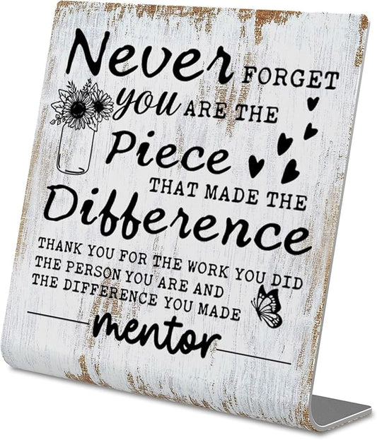 TRCENDE Appreciation Thank You Gifts for Mentor, Never Forget Sign Retirement Gifts, Going Away Gift For Mentor Trainer, Leaving Gift For Mentor, Home Office Sign Plaque XLK221