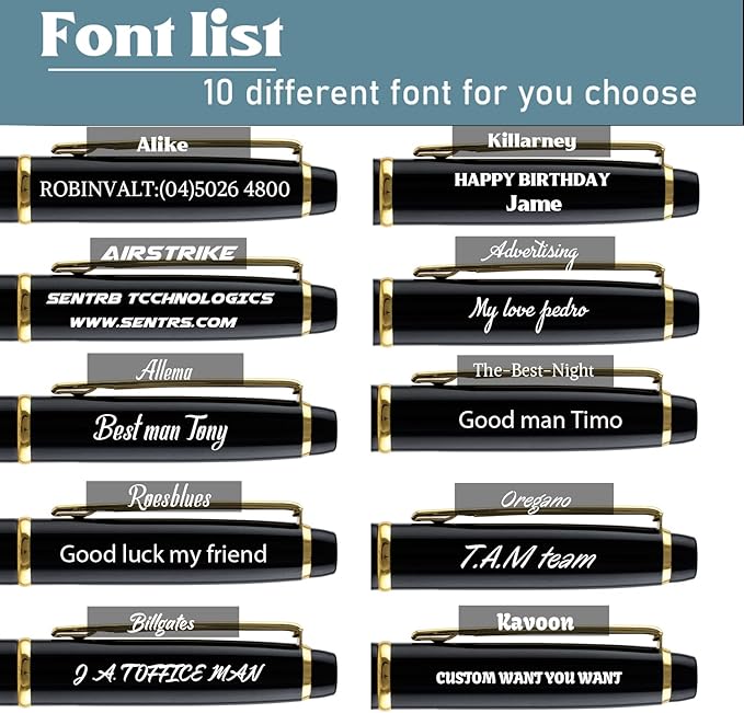 Ancolo Personalized Promotion Pens - Advertising Buesiness Gift Office Writing Set- Engraved with Your Message Name Company Team Name, Phone Number Perfect for Business Men 5 Pens/BOX