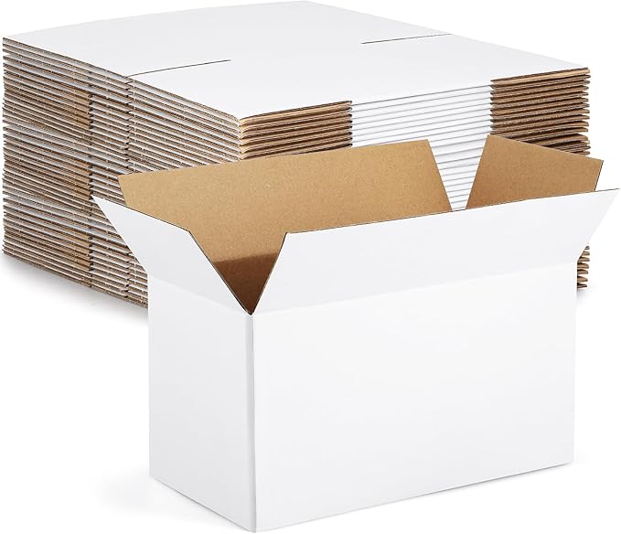 Eupako 11x6x6-Small-Shipping-Boxes-30-Pack-White-Corrugated-Box-Mailers, Cardboard Boxes for Packaging Small Business, Mailing