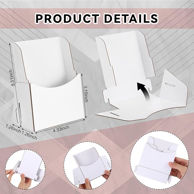 Dianelhall 25 Pcs Corrugated Trifold Brochure Holder 4.33 x 5.51 Inch, Rack Card Holder Literature Paper Flyer Display Stand Bookmark Display for Magazine, Pamphlet, Booklets, Menu, Offices