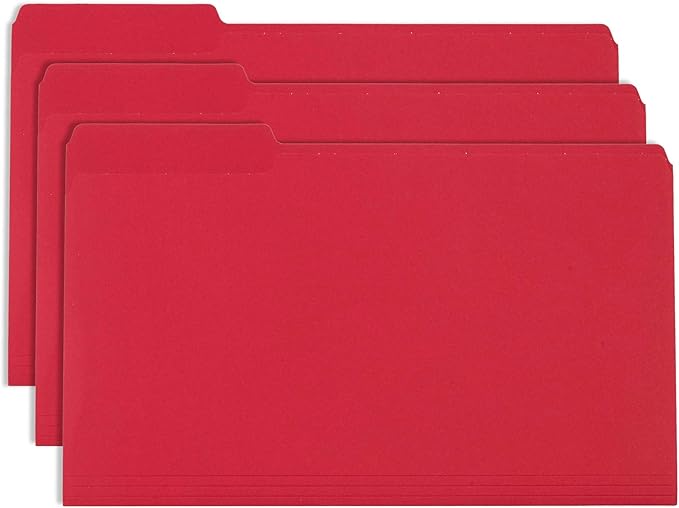 Blue Summit Supplies Red Legal File Folders, 1/3 Cut Tab, Legal Size, Great for Organizing and Easy File Storage, 100 Per Box