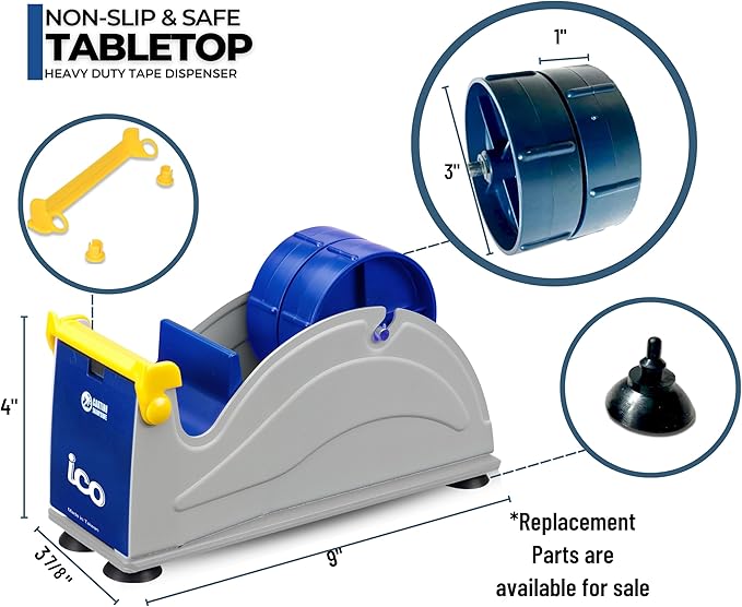 ICO by Excell Twin Premium Wide Metal Multi-Roll Desktop Tape Dispenser, ET-12271, 2 inch Wide, 3 inch Core
