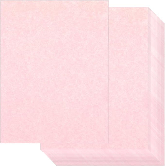 Epakh 200 Sheets Old Age Parchment Paper 8.5 x 11 Inch Standard Letter Vintage Colored Old Parchment Semblance Double Side Printing Paper(Light Pink)
