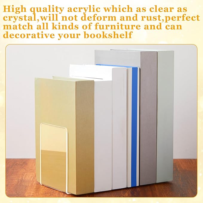 Maitys 75 Pcs Plastic Book Ends Bulk Clear Acrylic Bookends for Shelves Decorative Book Organizer Heavy Duty Holder Office Stoppers Bookshelf Desktop Decor for Movies, CDs, Video Games