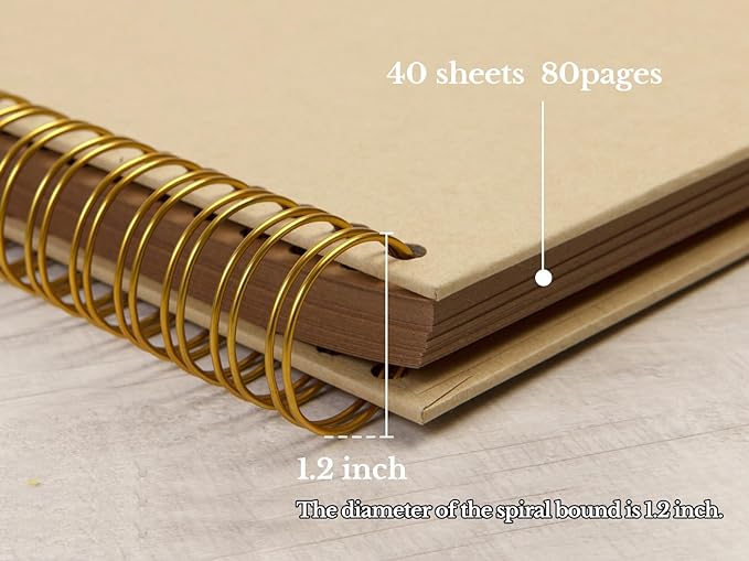 potricher 10 x 10 Inch DIY Scrapbook Photo Album 80 Pages Thick Kraft Blank Yellow Paper Memory Book for Wedding and Anniversary Family (Yellow, 10 Inch)