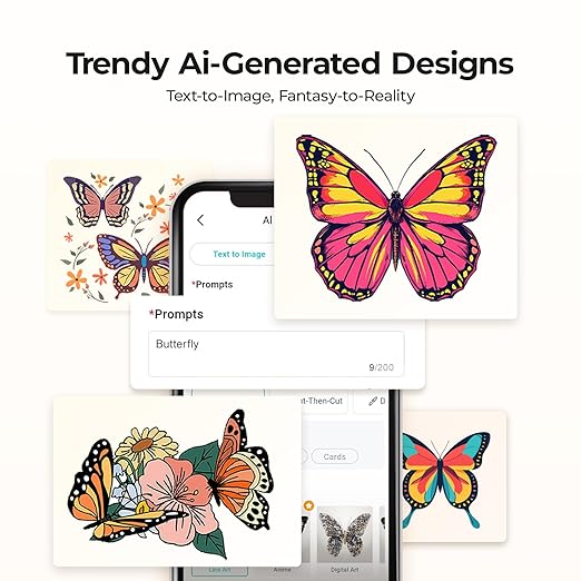 LOKLiK Cutting Machine 2 by HTVRONT - 5 in 1 Vinyl Cutter Machine with 5X Cutting Force, Cuts 100+ Materials, AI Painting, 13'' Smart Die Cutting Machine for All Crafts Cards 3D Arts Home Decor