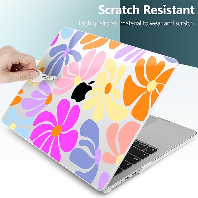 DONGKE Compatible with M4 MacBook Air 15 inch Case 2025-2023 A3241 A3114 A2941 M3 M2 Retina Display Touch ID, Plastic Hard Case & Keyboard Skin for MacBook Air 15" - Clear Retro Florals
