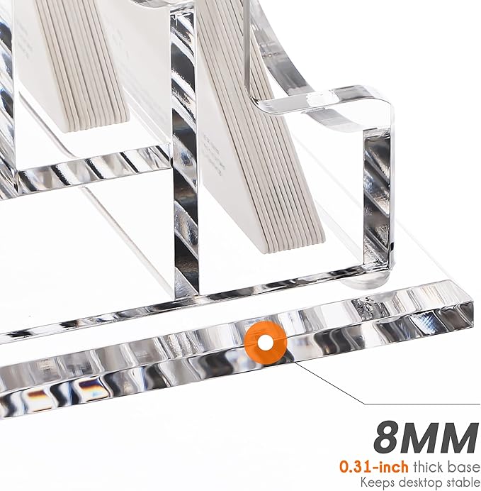 YUXUN Business Card Holder Display for Desk,Clear Acrylic Cards Stand for Men and Women,6 Slots 3 Tier Multiple Business Card Organizer (6slots)…