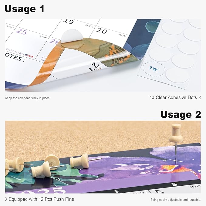 Ospelelf Dry Erase Wall Calendar 2025-2026 Large Laminated Calendar 32'' x 48'' Yearly Office Horizontal 24 Month Calendar, Use Jan 2025 - Dec 2026 (Floral)