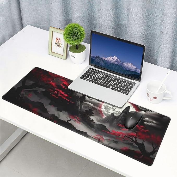 Extended Gaming Mouse Pad, Large Desk Mat XL Anime Mouse Pad Waterproof with Stitched Edges, Non-Slip Desktop Pad for Home and Office, Level Up Your 31.5x11.8 Inch (Night canyon2)