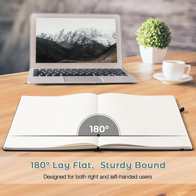 Dotted Journal, Hardcover Notebook 8.5 x 11, Dot Grid Notebook Journal for Women, Men, Large Leather Journals for Writing, Bullet, No Bleed Thick Paper, A4 Notebooks for Work, School, Notes, Olive