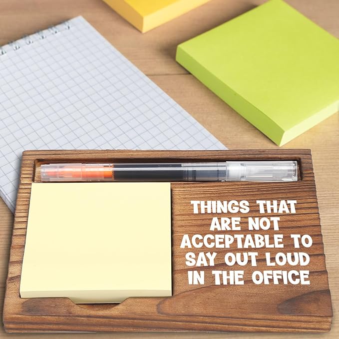 Funny Office Sticky Note Holder, Things That are Not Acceptable to Say Out Loud in The Office, Work Desk Organizer with Humor, Coworker Gift, Boss Appreciation, Workplace Gag Gift EDP120