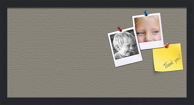 PinPix 24x12 Inch Cork Bulletin Board. This Decorative Framed Pin Board Comes with Pewter Design and a Satin Black Frame. Ideal for Home Office Decor or Message Board (PinPix-1812)