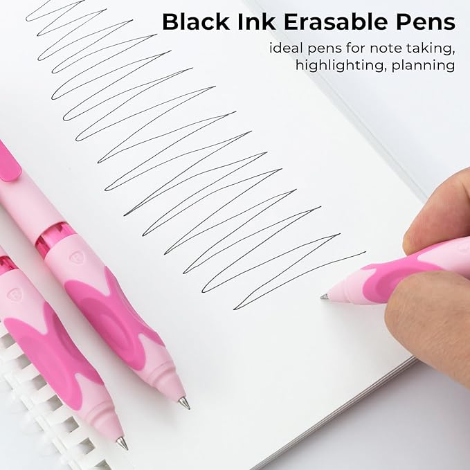 M&G 6 PCS Retractable Erasable Gel Pens, 0.5mm Black Ink Gel Pen, Fine Point Erasable Pen Make Mistakes Disappear, Premium Comfort Grip Note Taking and Crossword Puzzles