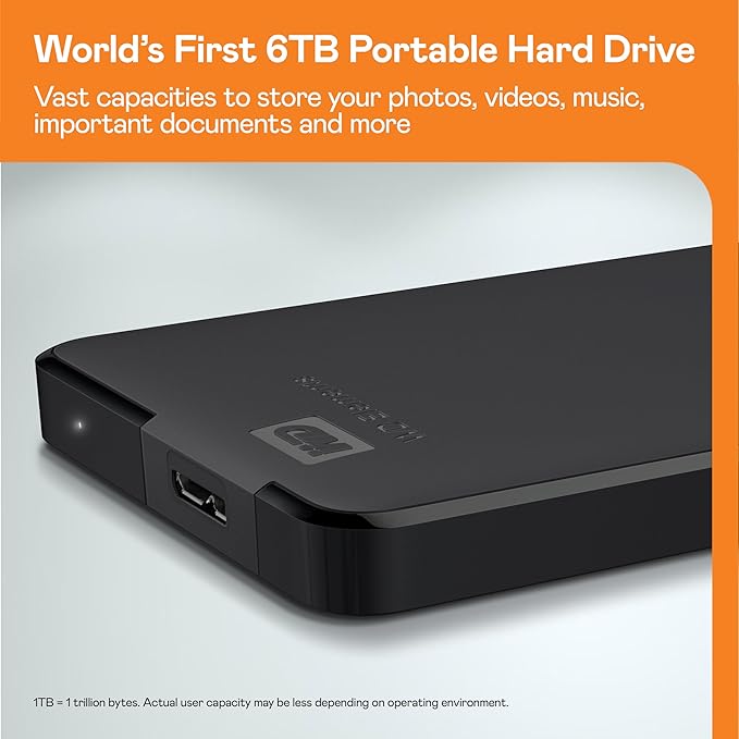WD 4TB Elements Portable External Hard Drive for Windows, USB 3.2 Gen 1/USB 3.0 for PC & Mac, Plug and Play Ready - ‎WDBU6Y0040BBK-WESN