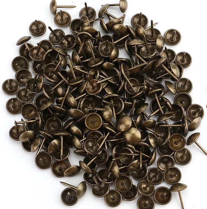 Kingrol 500 Count Upholstery Nails Pins, 7/16"/11mm Antique Brass Finish Furniture Tacks Upholstery Tacks
