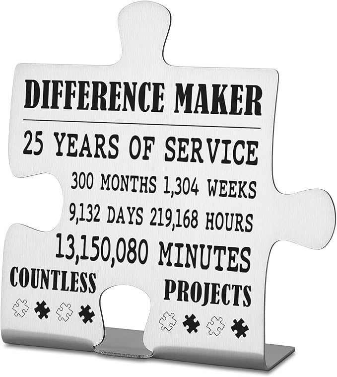 Thank You Appreciation 25 Year Work Anniversary Plaque Gifts, 25th Work Anniversary Decor Gifts for Women, Men, Employee, Coworkers, Happy 25th Work Anniversary Decorative Signs Plaques WDD14