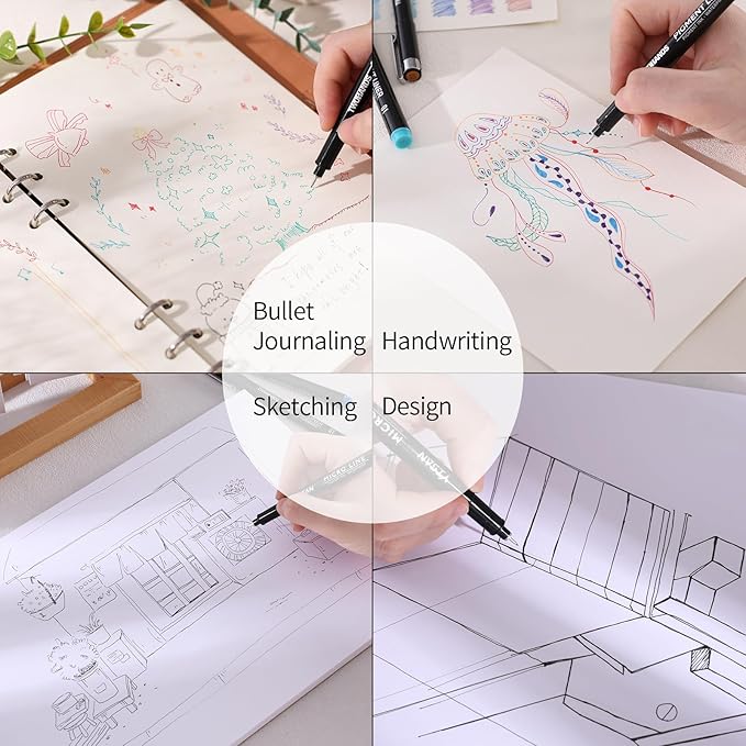 TWOHANDS Micro Pens 01,Art Pens,Fineliner Ink Pens,Set of 12 Technical Drawing pen,Pigment Pen,Fine Point,colord,Waterproof,for Art Watercolor,Sketching,Anime,Manga, 21281