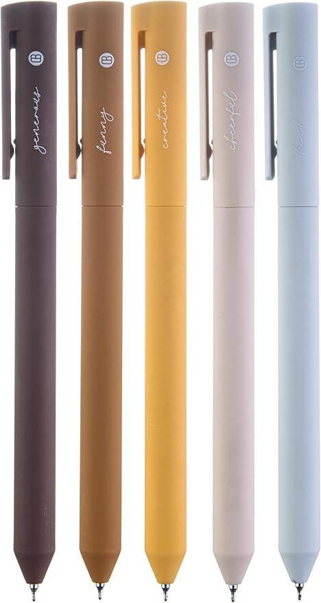 DIVERSEBEE Gel Ink Pens Assorted Colors, 0.5 mm Fine Point, Bible Pens No Bleed Through with Cute Fine Tip, Bible Study Journaling Supplies Set, 5 Pack (Brown)