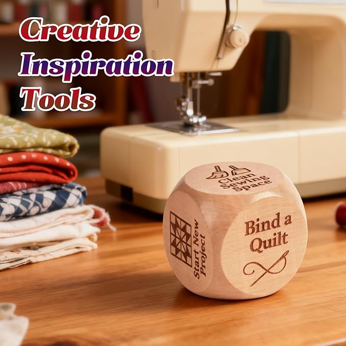 3pcs Quilter’s Dice, 6-Sided Wooden Quilting Decision Dice – Fun Sewing Gift for Quilters, Sewists & Craft Enthusiasts – Handmade Laser Engraved Sewing Tool