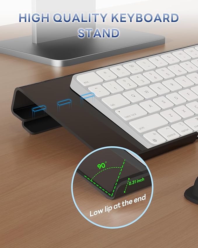 Computer Keyboard Stand for Desktop, 2-Level Height Adjustment Keyboard Wrist Rest, Non-Slip Key Board Riser Pad for Office, Gaming, and Home Desks