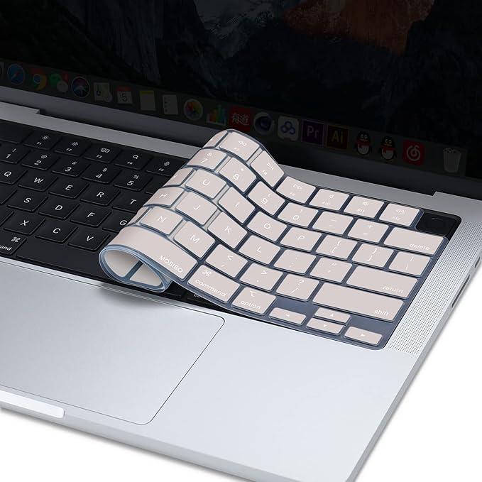 MOSISO Keyboard Cover Skin Compatible with MacBook Air 15 inch M3 A3114 M2 A2941/Air 13.6 A3113 A2681/Pro 14/16 M4 M3 M2 M1, Rock Gray