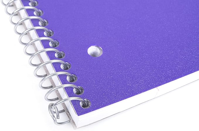 Mintra Office Durable Spiral Notebooks, 1 Subject, (Purple, Wide Ruled 12pk), 100 Sheets, Poly Pocket, Moisture Resistant Cover, School, Office, Business, Professional