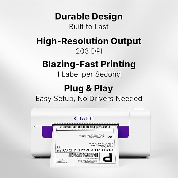 AirPrint Thermal Label Printer, Wireless Wi-Fi Shipping Label Printer 4x6 for iPhone, iPad, Mac,Compatible with Android&Windows, Included Label Holder – Ideal for Small Business, Amazon, Shopify