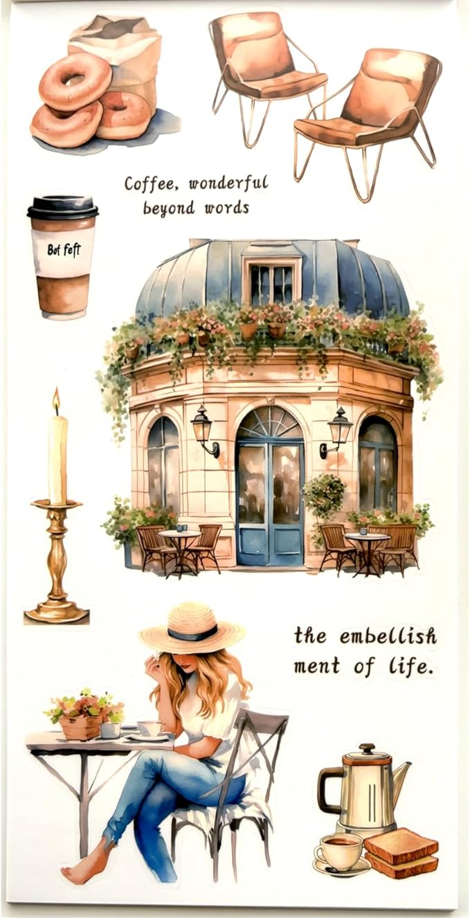 Aesthetic Journaling Sticker Books for Adults - Pre-Cut Scrapbook Stickers Vintage 20 Sheets Junk Journal Supplies Watercolor Scrapbooking Stickers Planner Cottagecore Decorative DIY Arts Craft Making