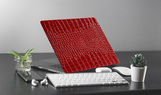KEROM Compatible with MacBook Pro 16 inch Case 2025-2021 M4 M3 M2 M1 Pro/Max Chip A3403 A3186 A2991 A2780 A2485, Textured Crocodile Skin Aligator Skin PU Leather Hard Shell & Keyboard Cover, Burgundy