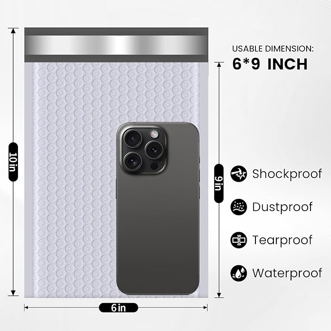 Bubble Mailers 6x10inch 100Pack Gray Bubble Mailers Self-Seal Padded Mailing Envelopes Bubble Opaque Padded Mailer for Small Businesses to Package and Mail Jewelry Cosmetics#0（white，gray）