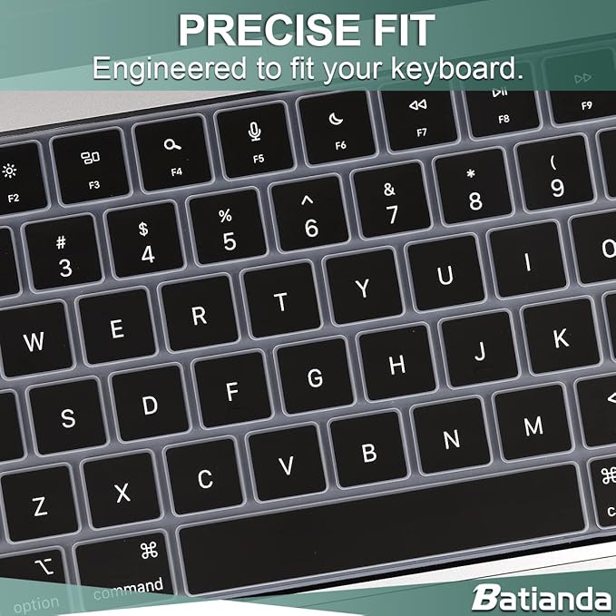 Batianda Premium Gradient Color Keyboard Cover for New MacBook Pro 14'' Pro 16'' 2024 2023 M4 M3 M2 M1 Pro/Max Chip & New MacBook Air 13 15 inch Soft-Touch Silicone Protective Skin,Black