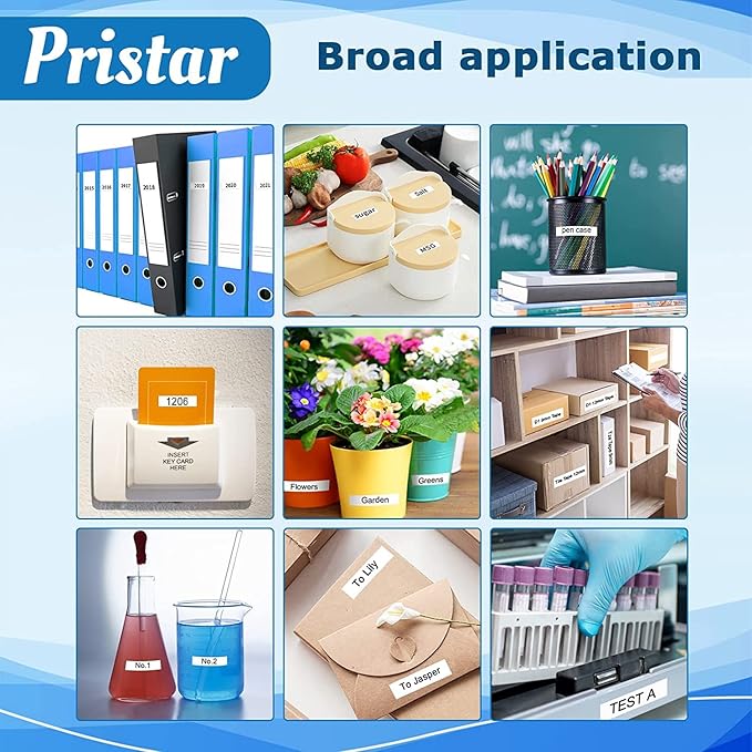 Pristar Compatible Label Tape Replacement for Epson LK-4WBN LK-4TBN LK-4LBP LK-4RBP LK-4YBW LK-4GBP 12mm 0.47" Work for Epson LabelWorks LW-300 LW-400 LW-500 LW-600P LW-700 Label Maker, 6-Pack