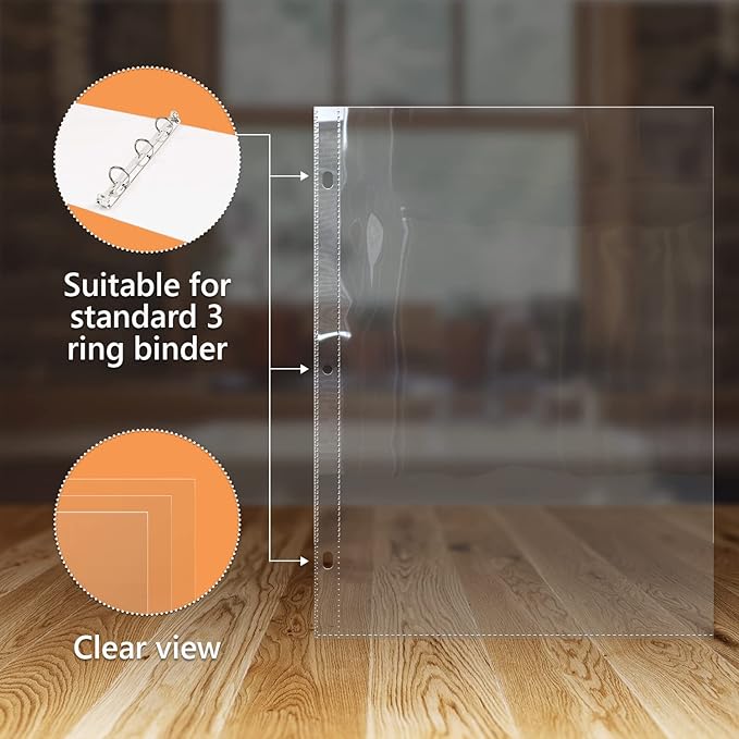 25 Pack of 8.5x11 Heavy Duty Crystal Clear Sheet Protectors for Recipe Binder, Plastic Page Sleeve Protectors for 3 Ring Binder (25 Pack, 8.5 x 11'' - 1 Pocket)