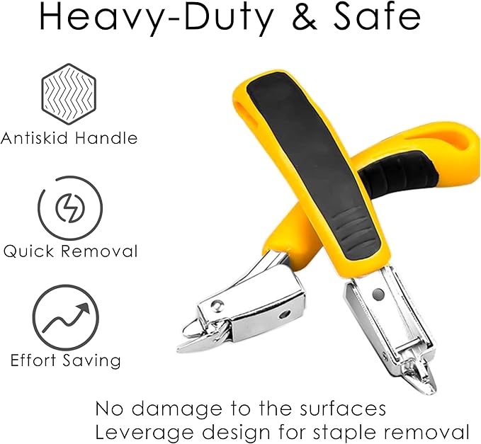 Staple Remover Heavy Duty Tack Puller with Double Pronged Head, Industrial Staple Remover Upholstery Tool for Furniture, Floor, Carpet, Carton (Red Handle)