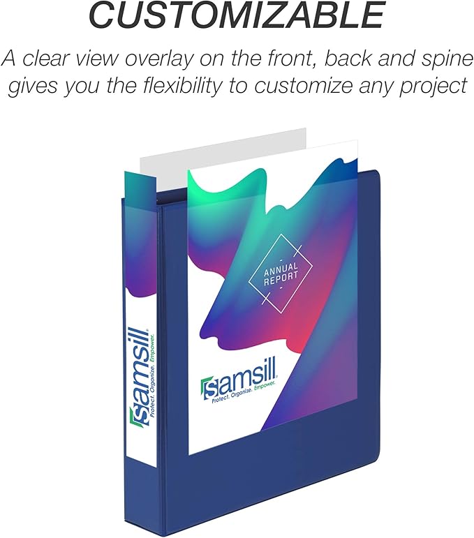 Samsill Durable 1.5 inch 3 Ring Binder, Made in USA, D Ring Binder, FSC 100% Recycled Chipboard, Blue, 12 Pack