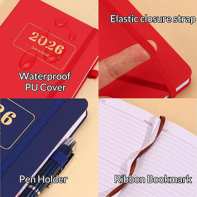 Customizable 2026 Daily Planner - Add Your Design/Logo/Text/Photo, Day a Page Personalized Journal with Multiple Colors Hardcover, Custom Agenda Book for Productivity & Organization, Brown