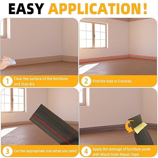 GSCIT Club Wood Grain Repair Tape, 2.4 inch X 100ft Self Adhesive Black Walnut Grain Repair Patch for Tables, Chairs, Baseboards, Doors, Windows, Floors, Handicraft DIY.