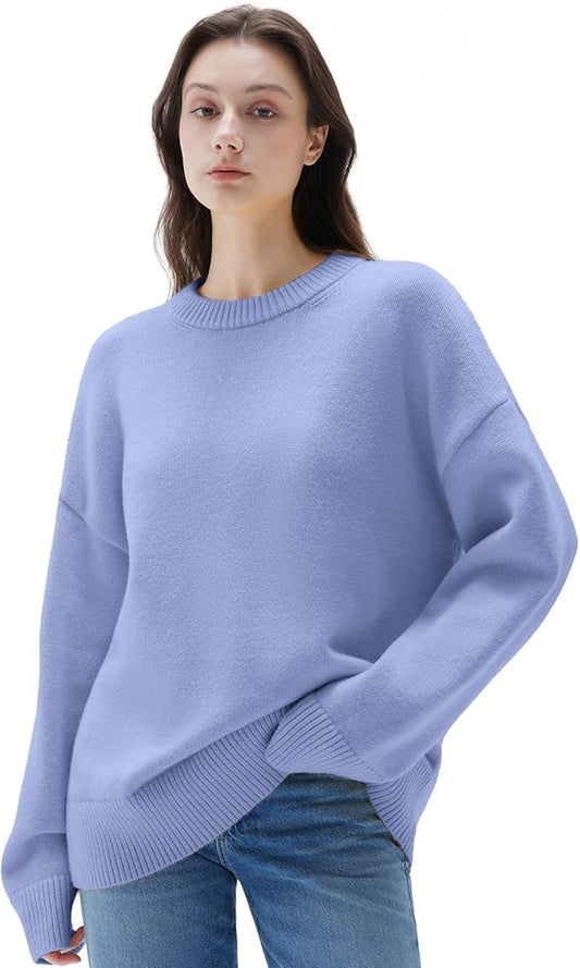 SUUKSESS Women Cashmere Oversized Long Sleeve Pullover Sweater Crew Neck Jumpers