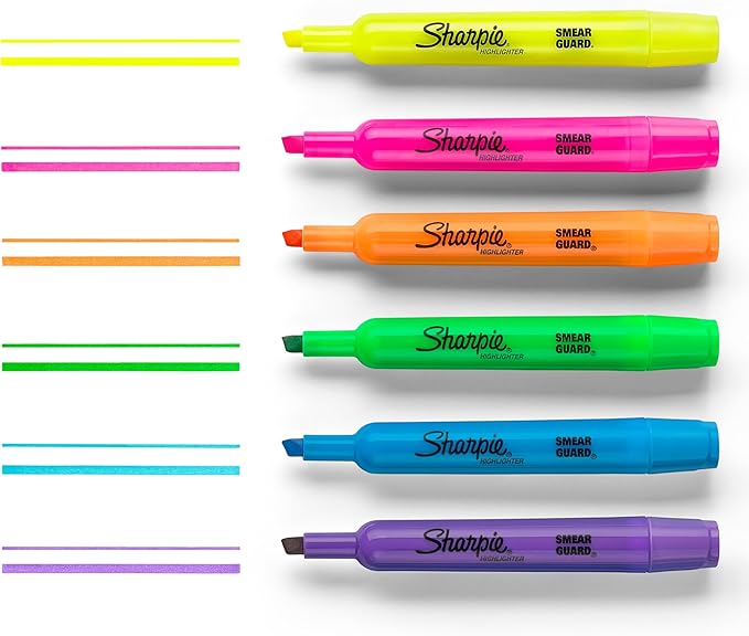 SHARPIE Tank Style Highlighters Chisel Tip Fluorescent Yellow 36 Count (Pack of 6)